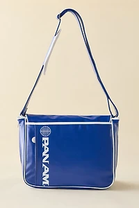 Pan Am Logo Faux Leather Travel Messenger Bag