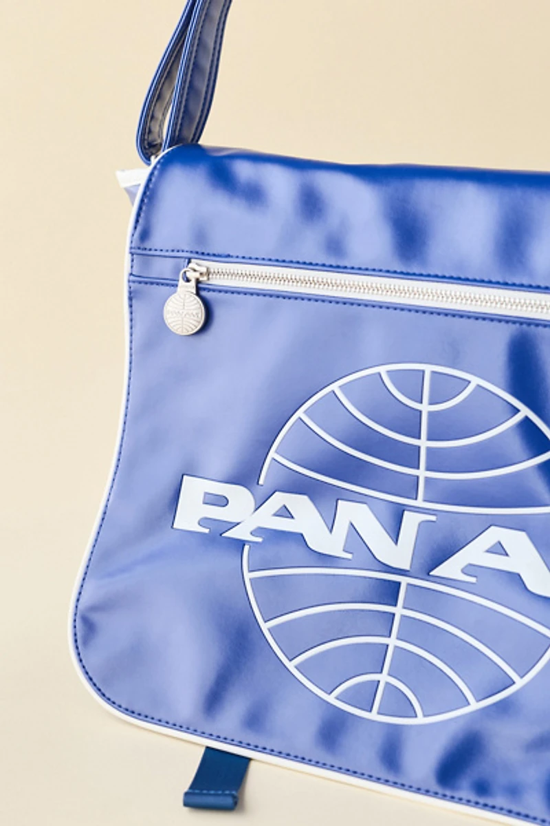 Pan Am Logo Faux Leather Travel Messenger Bag