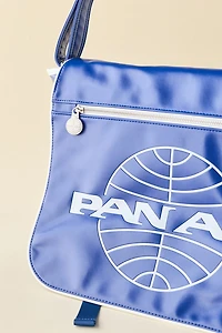 Pan Am Logo Faux Leather Travel Messenger Bag
