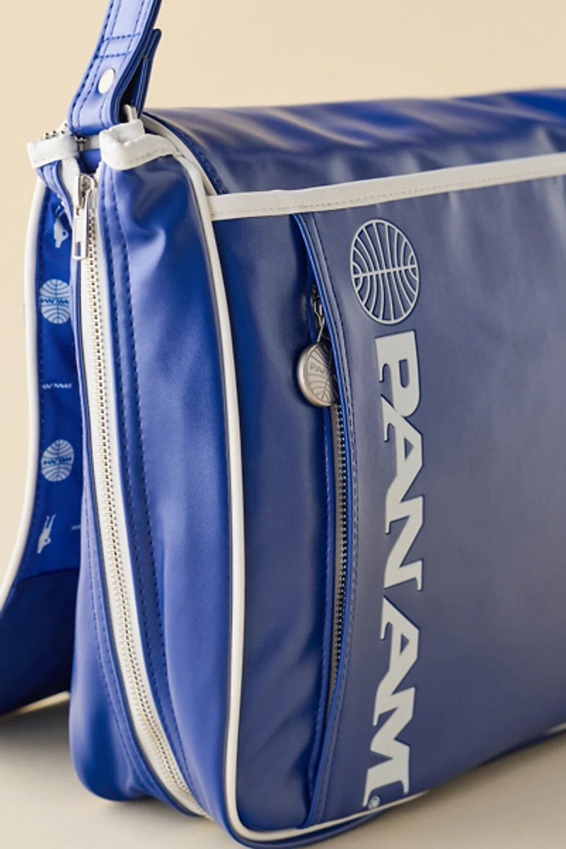 Pan Am Logo Faux Leather Travel Messenger Bag