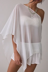 UO Fete Feeling Sheer Off-The-Shoulder Poncho