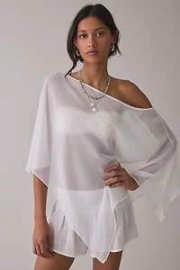 UO Fete Feeling Sheer Off-The-Shoulder Poncho