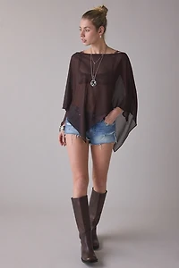 UO Fete Feeling Sheer Off-The-Shoulder Poncho