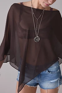 UO Fete Feeling Sheer Off-The-Shoulder Poncho