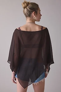 UO Fete Feeling Sheer Off-The-Shoulder Poncho