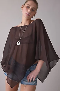 UO Fete Feeling Sheer Off-The-Shoulder Poncho