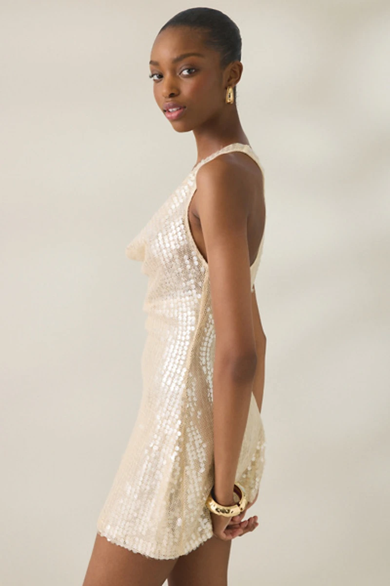 Motel Tasarna Cowl Neck Sequin Mini Dress