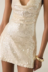 Motel Tasarna Cowl Neck Sequin Mini Dress
