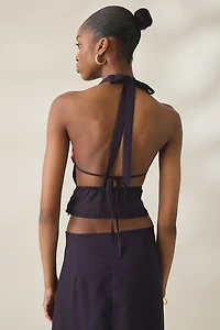 Motel Bujau Plunging Cowl Neck Halter Top