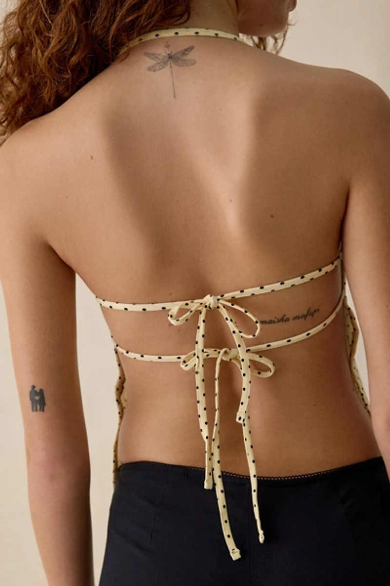 Motel Kindos Polka Dot Open-Back Halter Top