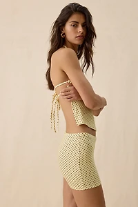 Motel Vidia Polka Dot Low-Rise Mini Skirt