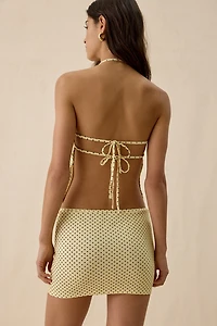 Motel Vidia Polka Dot Low-Rise Mini Skirt