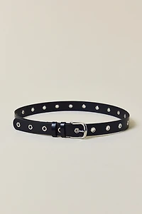 Grommet Studded Leather Belt
