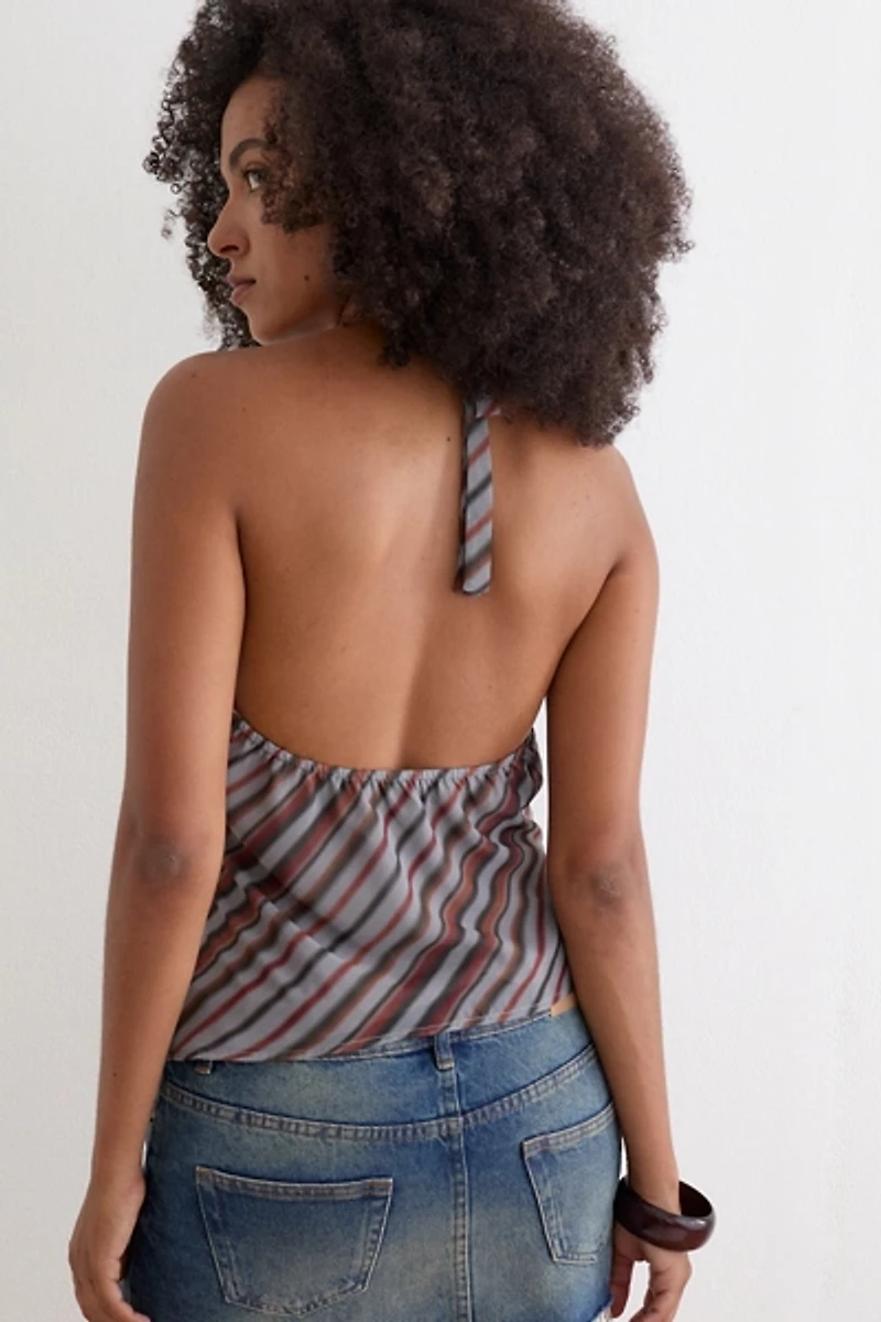 Motel Astina Asymmetric High Halter Neck Top