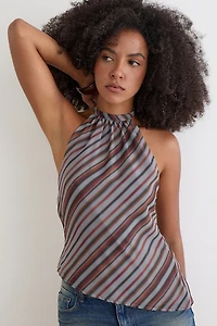 Motel Astina Asymmetric High Halter Neck Top