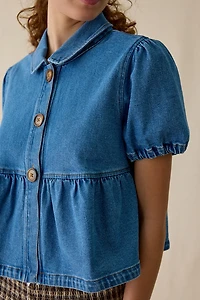 Kimchi Blue Matilda Short Sleeve Peplum Denim Jacket