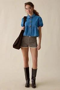 Kimchi Blue Matilda Short Sleeve Peplum Denim Jacket