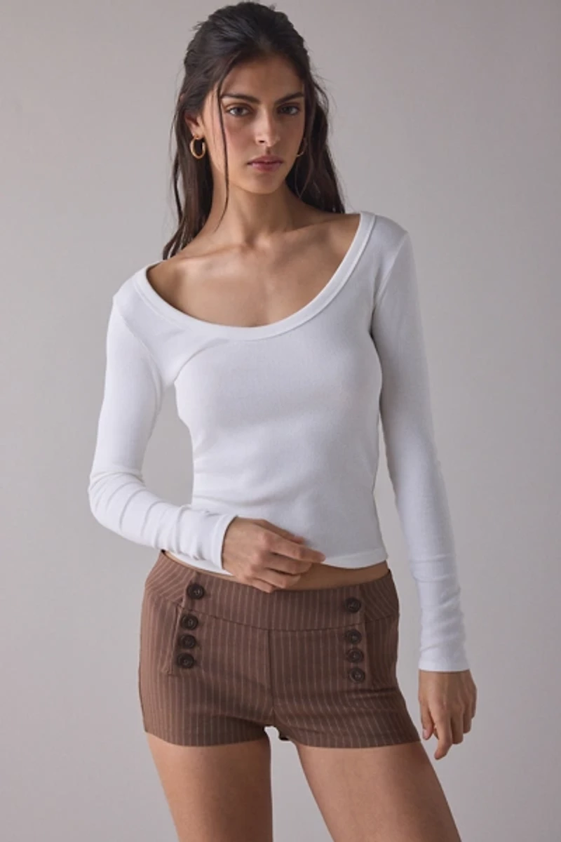 BDG Nautical Button Low-Rise Micro Shorts