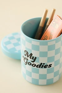 My Goodies Checkered Ceramic Stash Jar