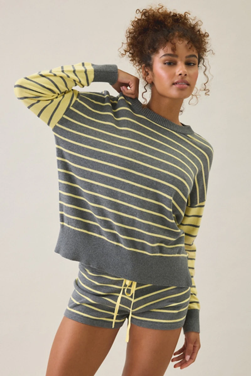 Beach Riot Callie Butter Grey Striped Sweater