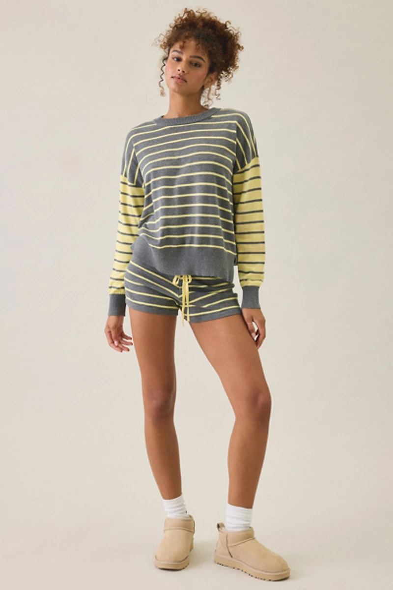 Beach Riot Callie Butter Grey Striped Sweater