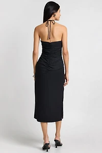 Onia Air Linen Ruched Halter Dress