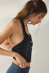 Abrand C'est La Vie Pinstripe Denim Vest Top