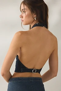 Abrand C'est La Vie Pinstripe Denim Vest Top