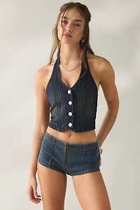 Abrand C'est La Vie Pinstripe Denim Vest Top