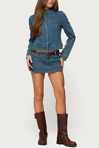 Edikted Josiee Stretchy Denim Moto Jacket