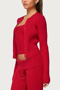 Edikted Adannah Ribbed Knit Button Up Cardigan