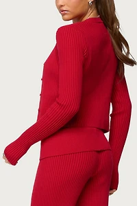 Edikted Adannah Ribbed Knit Button Up Cardigan