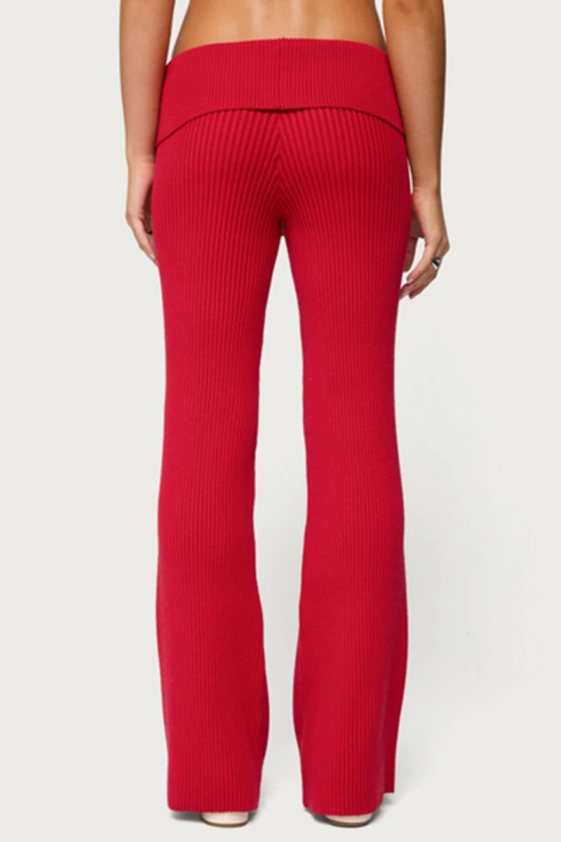 Edikted Adannah Foldover Ribbed Knit Pants