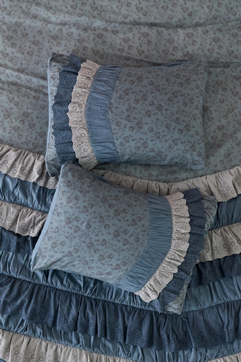 Meg Waterfall Ruffle Cotton Voile Sham Set