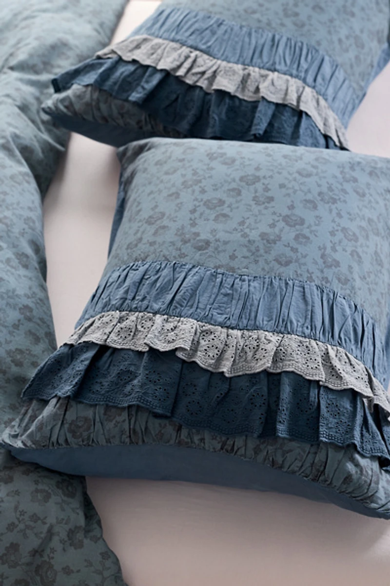 Meg Waterfall Ruffle Cotton Voile Sham Set
