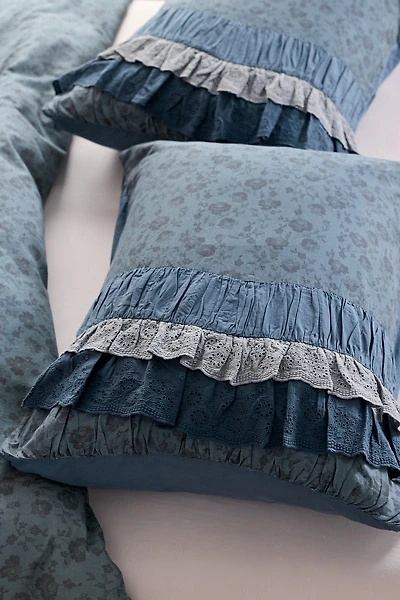 Meg Waterfall Ruffle Cotton Voile Sham Set