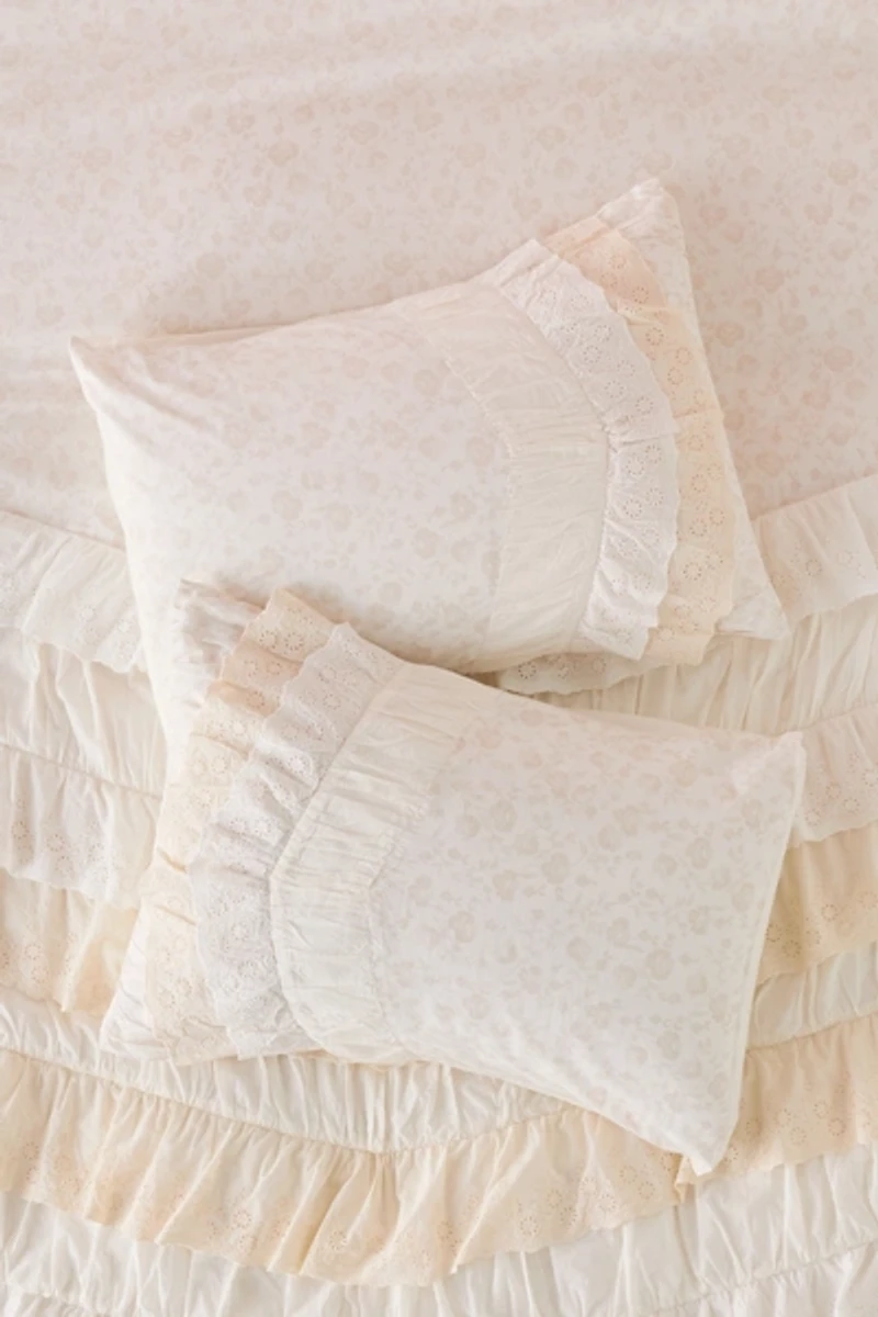 Meg Waterfall Ruffle Cotton Voile Sham Set