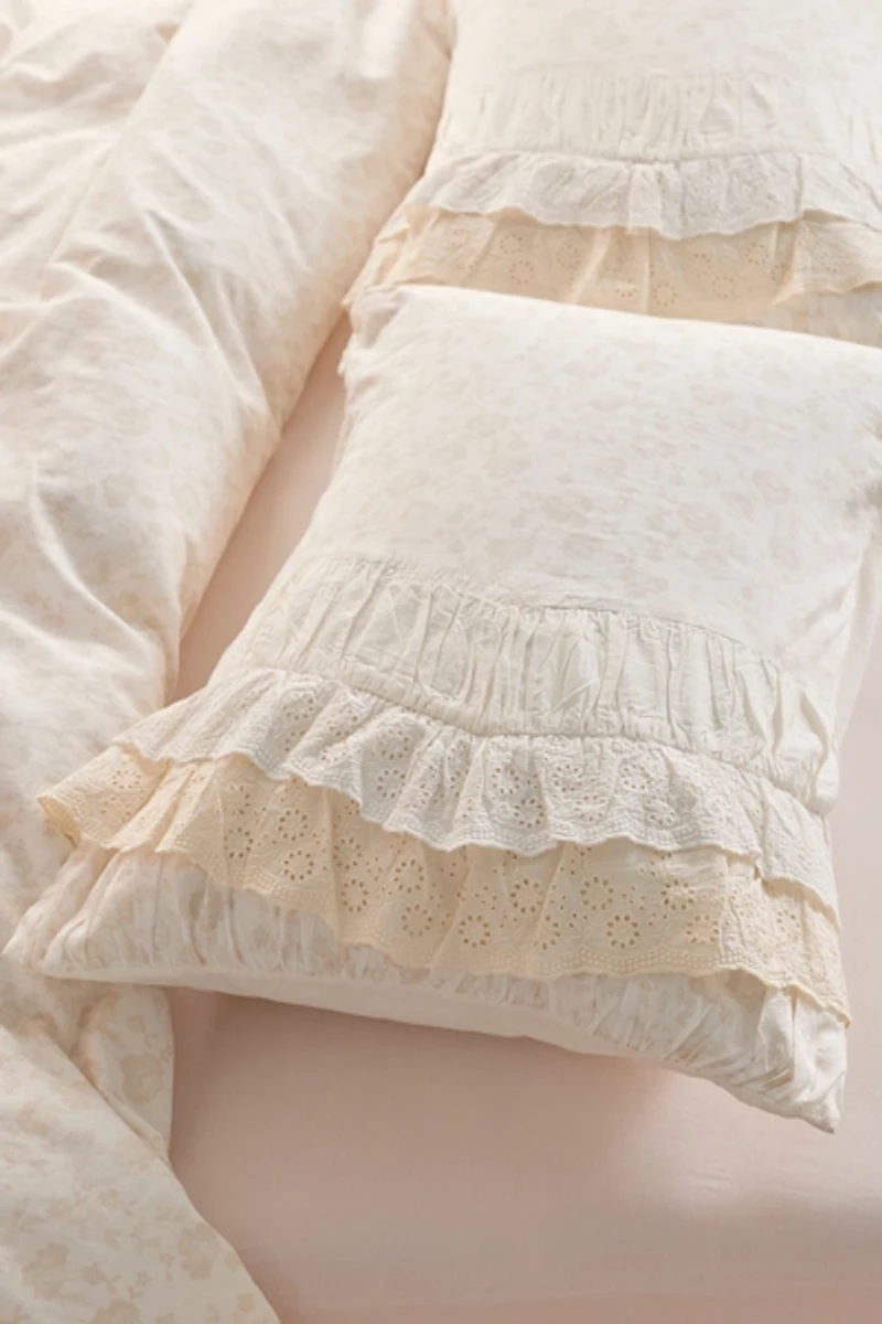 Meg Waterfall Ruffle Cotton Voile Sham Set