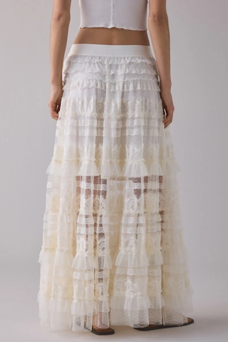 AllSaints Arlea Semi-Sheer Tulle Maxi Skirt