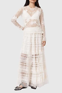 AllSaints Arlea Semi-Sheer Tulle Maxi Skirt