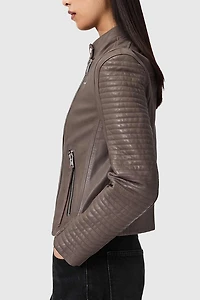 AllSaints Raul Brown Leather Biker Jacket