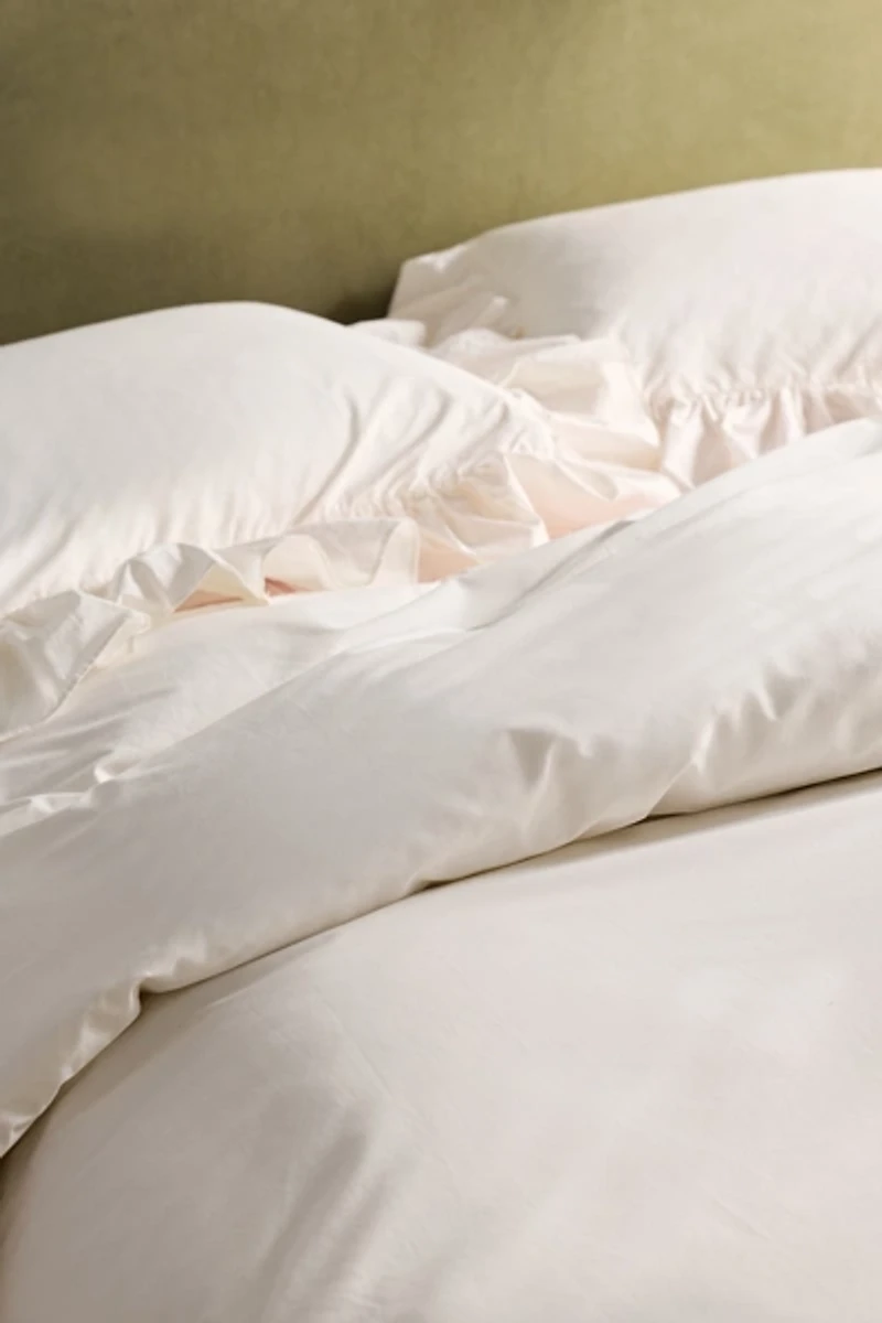 Elaine Ruffle Cotton Percale Duvet Cover