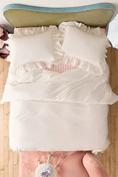 Elaine Ruffle Cotton Percale Duvet Cover