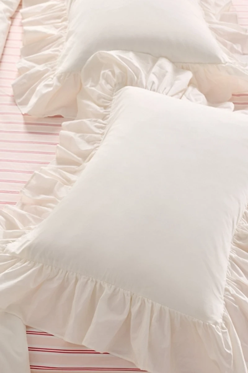 Elaine Ruffle Cotton Percale Sham Set