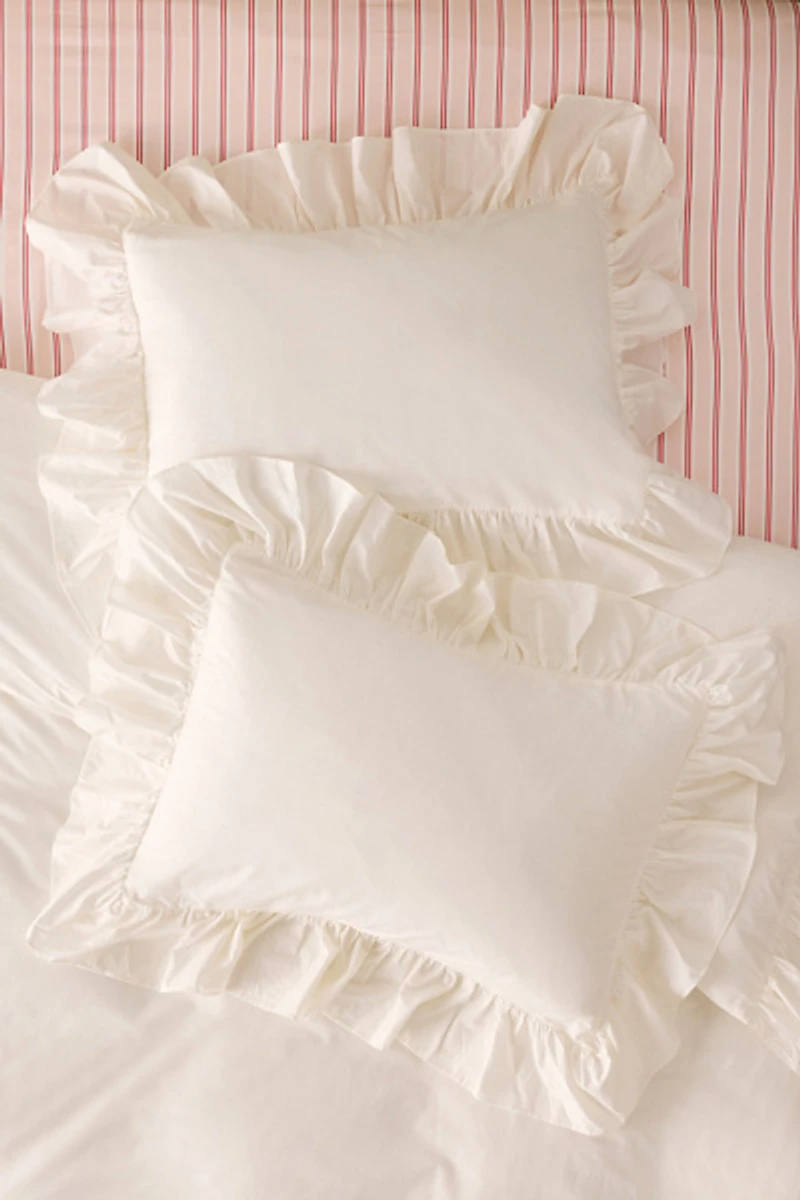 Elaine Ruffle Cotton Percale Sham Set