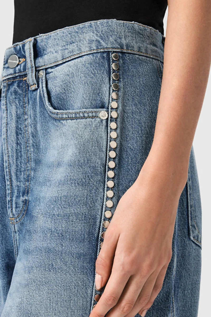 AllSaints Frankie Studded High-Rise Wide Leg Jean