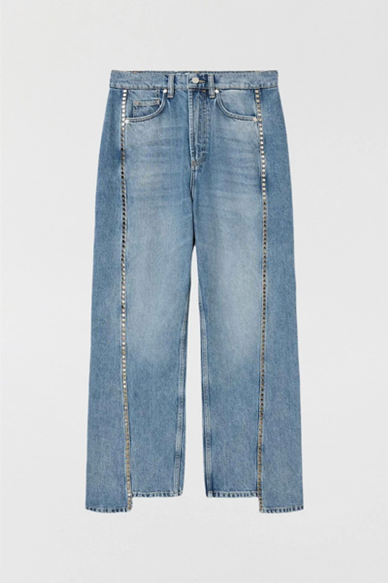 AllSaints Frankie Studded High-Rise Wide Leg Jean