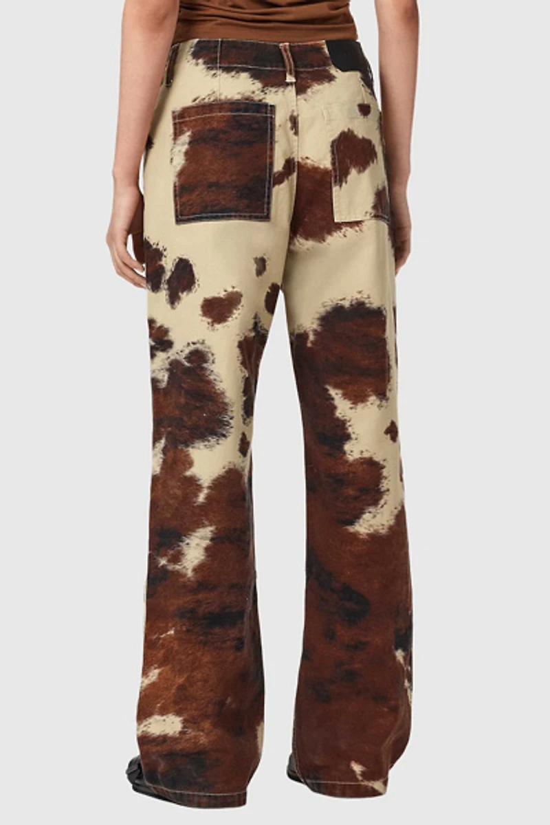 AllSaints Taya Cow Print Mid-Rise Straight Leg Jean
