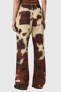 AllSaints Taya Cow Print Mid-Rise Straight Leg Jean