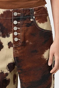 AllSaints Taya Cow Print Mid-Rise Straight Leg Jean